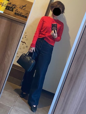 「UNIQLO（ユニクロ）のアイテム（デニムパンツ、ブルー系）」を使った、ゆんさん（レディース・153cm）の春コーディネート