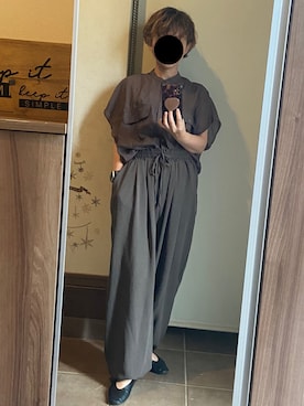 「しまむら（シマムラ）のアイテム（その他パンツ、ブラウン系）」を使った、ゆんさん（レディース・153cm）の夏コーディネート
