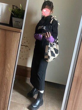 「アイテム（アームカバー、パープル系）」を使った、ゆんさん（レディース・153cm）の秋コーディネート