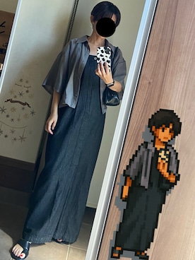 「しまむら（シマムラ）のアイテム（ジャンパースカート）」を使った、ゆんさん（レディース・153cm）の夏コーディネート