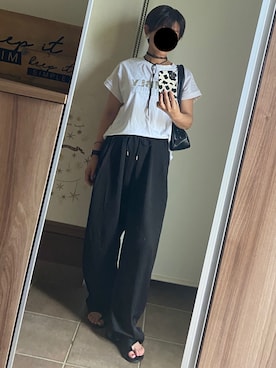 「アイテム（ボストンバッグ）」を使った、ゆんさん（レディース・153cm）の夏コーディネート
