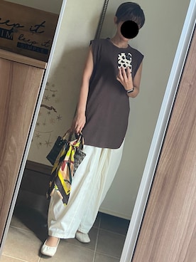「アイテム（バンダナ/スカーフ）」を使った、ゆんさん（レディース・153cm）の秋コーディネート