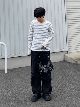 「UNIQLO（ユニクロ）のアイテム（トップス、ホワイト系）」を使った、マーさん（メンズ・156cm）の秋コーディネート