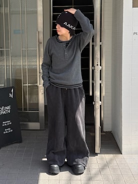 「AAKAM（アーカム）のアイテム」を使った、マーさん（メンズ・156cm）の春コーディネート