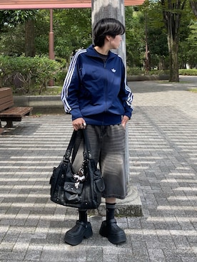 「アイテム（ジャージ）」を使った、マーさん（メンズ・156cm）の秋コーディネート