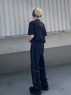 「UNIQLO（ユニクロ）のアイテム（Tシャツ/カットソー、ブラック系）」を使った、マーさん（メンズ・156cm）の夏コーディネート