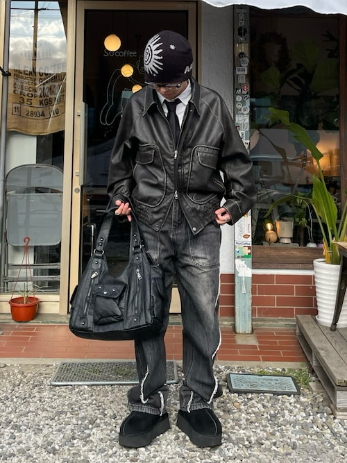 【nmtc+】　line leather jacket ブラック 📢RESTOCK📢 【nmtc+】 line leather jacket ¥22,880