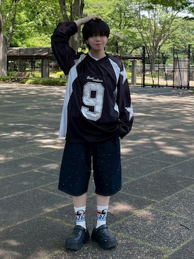 「XU（エックスユー）のアイテム」を使った、マーさん（メンズ・156cm）の夏コーディネート