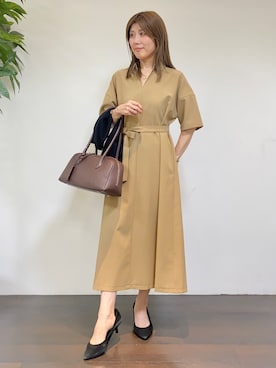 「UNTITLED（アンタイトル）の【アンサンブル可/日除け・冷房対策】シアーレーヨンZIPカーディガン（カーディガン/ボレロ、ブラック系）」を使った、tomoさん（レディース・155cm）の夏コーディネート