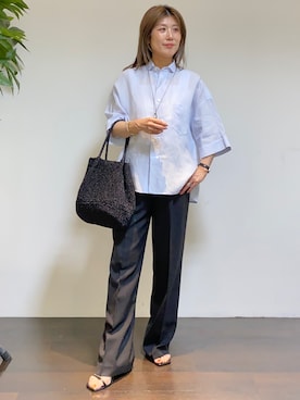 「UNTITLED（アンタイトル）のベアテンタンクトップ（タンクトップ、ホワイト系）」を使った、tomoさん（レディース・155cm）の夏コーディネート