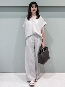 「UNTITLED（アンタイトル）のベアテンタンクトップ（タンクトップ、ホワイト系）」を使った、makiさん（レディース・154cm）の夏コーディネート