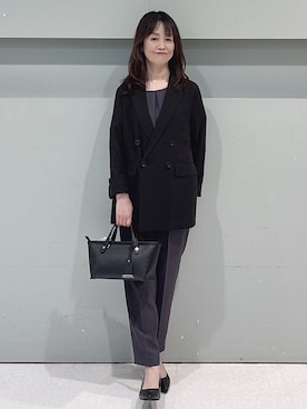 「UNTITLED（アンタイトル）の【日本製・本革】Comfit Dresser Pumps（コンフィットドレッサーパンプス）（パンプス、ブラック系）」を使った、makiさん（レディース・154cm）の春コーディネート