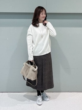 「SUPERGA（スペルガ）のアイテム」を使った、makiさん（レディース・154cm）の冬コーディネート