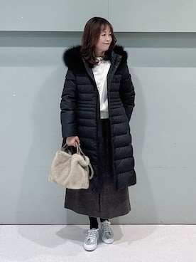 「SUPERGA（スペルガ）のアイテム」を使った、makiさん（レディース・154cm）の冬コーディネート