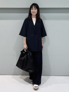 「UNTITLED（アンタイトル）のベアテンタンクトップ（タンクトップ、ホワイト系）」を使った、makiさん（レディース・154cm）の夏コーディネート