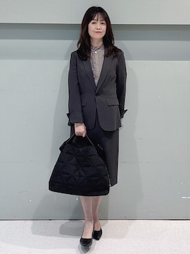「UNTITLED（アンタイトル）の【セットアップ可/UV/接触冷感】エアリーテーラードジャケット（テーラードジャケット、グレー系）」を使った、makiさん（レディース・154cm）の夏コーディネート