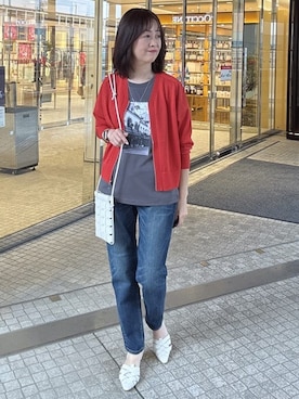 「Healthy denim（ヘルシーデニム）のアイテム（デニムパンツ）」を使った、makiさん（レディース・154cm）の春コーディネート