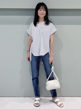 「Healthy denim（ヘルシーデニム）のアイテム（デニムパンツ）」を使った、makiさん（レディース・154cm）の夏コーディネート