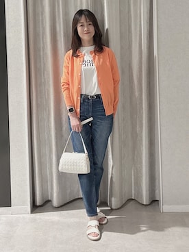「Healthy denim（ヘルシーデニム）の【Healthy DENIM×UNTITLED】別注 R Mrytle（リマートル）テーパードデニム（デニムパンツ、ブルー系）」を使った、makiさん（レディース・154cm）の春コーディネート
