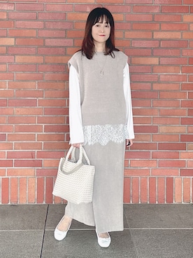 「UNTITLED（アンタイトル）のアイテム（スカート）」を使った、makiさん（レディース・154cm）の秋コーディネート