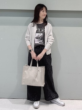 「COCUE（コキュ）の◆スターリボンつきプレートポニー（ヘアゴム、ブルー系）」を使った、makiさん（レディース・154cm）の春コーディネート