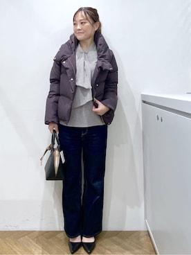 「アイテム（ダウンジャケット/コート）」を使った、Junさん（レディース・156cm）の冬コーディネート