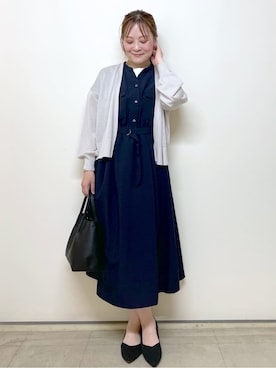 「オフィスカジュアル」｜「アイテム（ワンピース）」を使った、Junさん（レディース・156cm）の春コーディネート