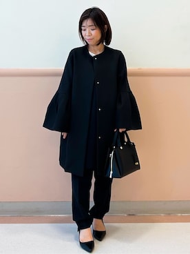 「アイテム（ノーカラーコート）」を使った、こやさん（レディース・145cm）の春コーディネート