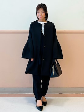 「アイテム（ノーカラーコート）」を使った、こやさん（レディース・145cm）の冬コーディネート