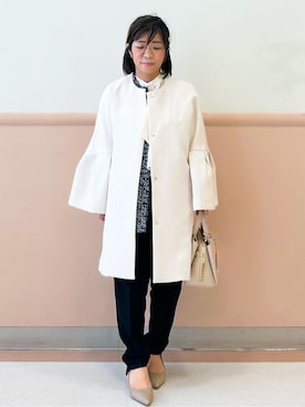 「アイテム（ノーカラーコート）」を使った、こやさん（レディース・145cm）の春コーディネート