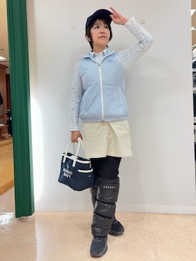 「adabat（アダバット）のアイテム（キャップ）」を使った、いっちゃんさん（レディース・155cm）の冬コーディネート