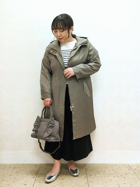 「アイテム（モッズコート、グリーン系）」を使った、haseさん（レディース・152cm）の冬コーディネート