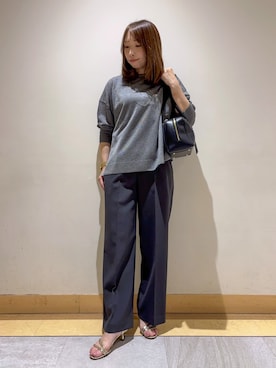 「UNTITLED（アンタイトル）の【アンサンブル可】前後2WAYカーディガン（カーディガン/ボレロ、グレー系）」を使った、sattoさん（レディース・152cm）の夏コーディネート