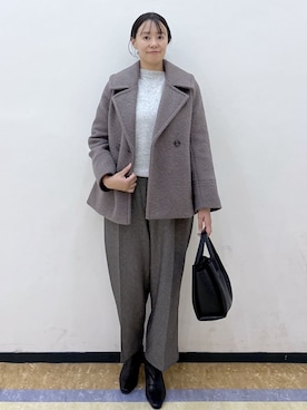 「アイテム（ピーコート、ブラウン系）」を使った、akariさん（レディース・164cm）の秋コーディネート