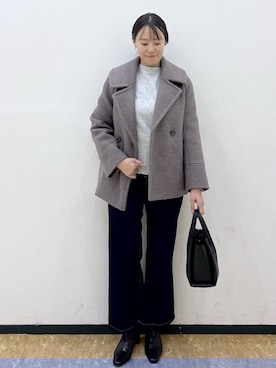 「アイテム（ピーコート、ブラウン系）」を使った、akariさん（レディース・164cm）の秋コーディネート
