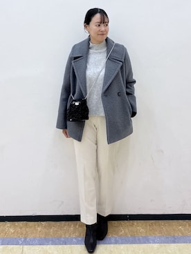 「アイテム（ピーコート、グレー系）」を使った、akariさん（レディース・164cm）の秋コーディネート