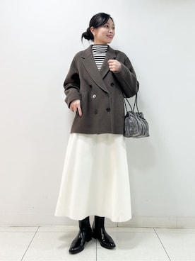 「アイテム（ピーコート、ブラウン系）」を使った、kai12230さん（レディース・161cm）の冬コーディネート