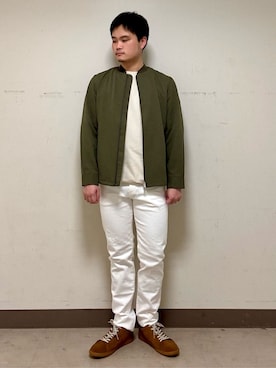 「TAKEO KIKUCHI（タケオキクチ）の【抗菌防臭／5サイズ展開】ハイゲージポンチ Tシャツ（Tシャツ/カットソー、グレー系）」を使った、中村さん（メンズ・170cm）の春コーディネート