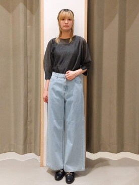 「THE SHOP TK （ザ ショップ ティーケー ）のアイテム（デニムパンツ）」を使った、ミリさん（レディース・170cm）の夏コーディネート
