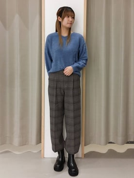 「THE SHOP TK （ザ ショップ ティーケー ）の【華やかで柔らか】ふわふわフェザーニット/洗える・前後2WAY（ニット/セーター、ブルー系）」を使った、ミリさん（レディース・171cm）の秋コーディネート
