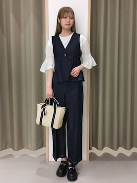 「THE SHOP TK （ザ ショップ ティーケー ）のアイテム（ベスト）」を使った、ミリさん（レディース・170cm）の春コーディネート