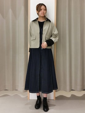 「THE SHOP TK （ザ ショップ ティーケー ）のカバーオールジャケット【洗える】（ブルゾン、ベージュ系）」を使った、ミリさん（レディース・171cm）の秋コーディネート