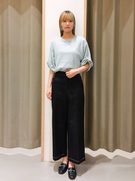「THE SHOP TK （ザ ショップ ティーケー ）のアイテム（デニムパンツ）」を使った、ミリさん（レディース・170cm）の秋コーディネート