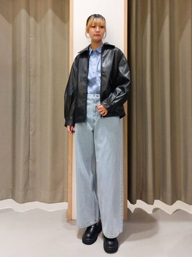 「THE SHOP TK （ザ ショップ ティーケー ）のアイテム（デニムパンツ）」を使った、ミリさん（レディース・170cm）の秋コーディネート