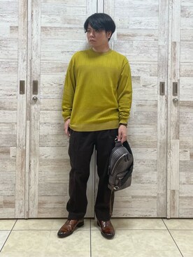 「TAKEO KIKUCHI（タケオキクチ）の【Made in JAPAN】ストレートチップ ドレスシューズ（ドレスシューズ、ブラウン系）」を使った、Suehiroさん（メンズ・165cm）の秋コーディネート