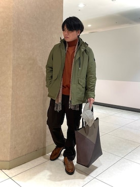 「TAKEO KIKUCHI（タケオキクチ）の【3WAY／撥水】ドビーメモリー ダウンライナーブルゾン（ブルゾン、グリーン系）」を使った、Suehiroさん（メンズ・165cm）の秋コーディネート