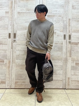 「TAKEO KIKUCHI（タケオキクチ）の【Made in JAPAN】3針クォーツウォッチ（アナログ腕時計、ホワイト系）」を使った、Suehiroさん（メンズ・165cm）の秋コーディネート