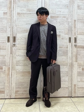 「アイテム（ポケットチーフ）」を使った、Suehiroさん（メンズ・165cm）の秋コーディネート