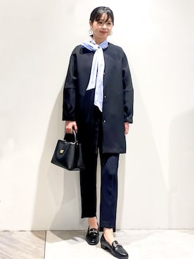 「アイテム（ノーカラーコート）」を使った、あいさん（レディース・169cm）の冬コーディネート