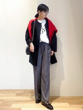 「アイテム（ノーカラーコート）」を使った、あいさん（レディース・169cm）の春コーディネート